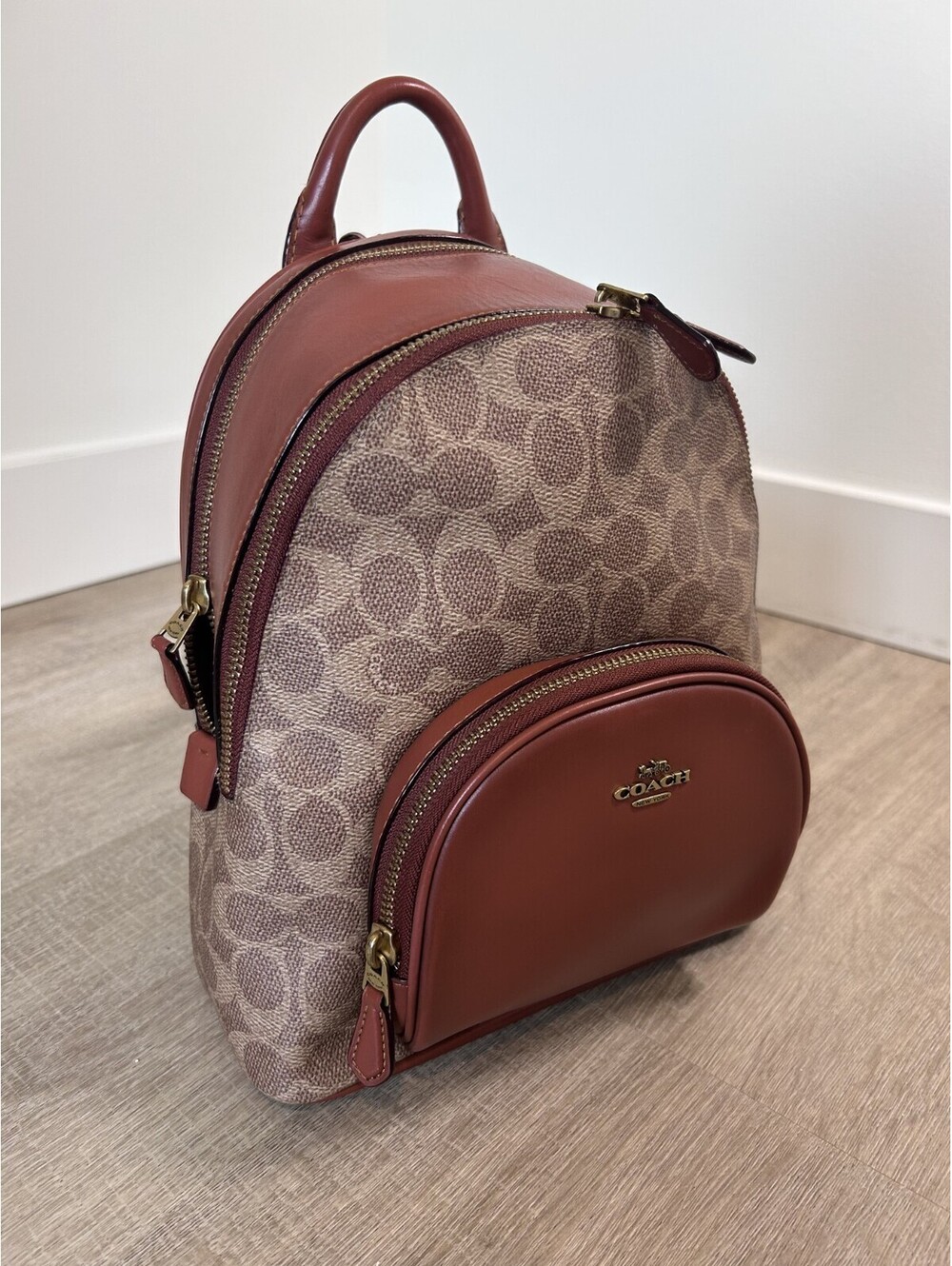 COACH Signature Canvas & Leather Carrie Backpack RA10079